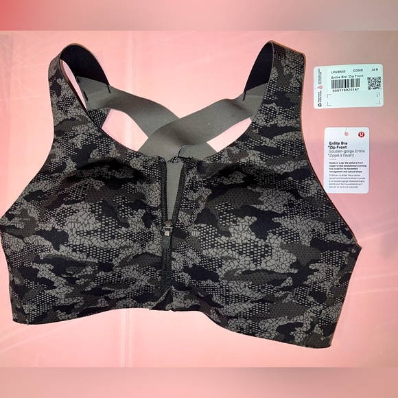 COPY - New Lululemon Enlite Bra Zip Front- size 34B- Collage Camo Mini Black Mu… - Picture 3 of 10